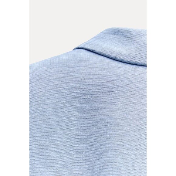 NWT ZARA ZW COLLECTION LIGHT BLUE BUTTONED TAILORED JACKET, SIZE: Small - Picture 9 of 13